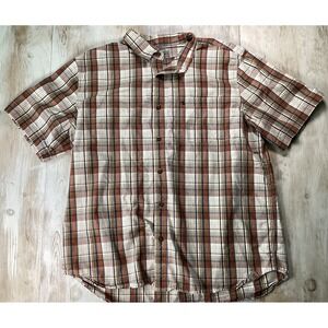 Carhartt Brown Plaid Short Sleeve Button Down Men's 2XL